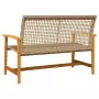 Panca da Giardino Beige 112 cm in Polyrattan e Legno di Acacia