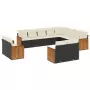 Set Divani da Giardino 12 pz con Cuscini Nero in Polyrattan