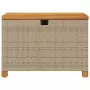 Contenitore Giardino Beige 80x40x48cm Polyrattan e Legno Acacia