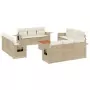 Set Divano da Giardino 13 pz con Cuscini Beige in Polyrattan