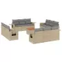 Set Divano da Giardino 13 pz con Cuscini Beige Misto Polyrattan