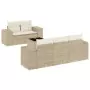 Set Divano da Giardino 6 pz con Cuscini Beige in Polyrattan