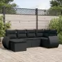 Set Divano da Giardino 6 pz con Cuscini Nero in Polyrattan