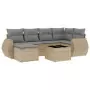 Set Divani da Giardino 7 pz con Cuscini Beige in Polyrattan