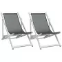 Sedie da Spiaggia Pieghevoli 2 pz Grigie Alluminio e Textilene