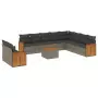 Set Divani da Giardino 11 pz con Cuscini in Polyrattan Grigio