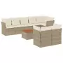 Set Divano da Giardino 9 pz con Cuscini Beige in Polyrattan