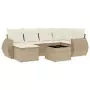 Set Divani da Giardino 7 pz con Cuscini Beige in Polyrattan