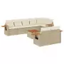 Set Divano da Giardino 9 pz con Cuscini Beige in Polyrattan