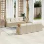 Set Divano da Giardino 9 pz con Cuscini Beige in Polyrattan