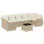 Set Divano da Giardino 8 pz con Cuscini Beige in Polyrattan