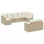 Set Divano da Giardino 9 pz con Cuscini Beige in Polyrattan