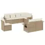 Set Divano da Giardino 8 pz con Cuscini Beige in Polyrattan