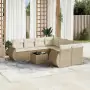 Set Divano da Giardino 9 pz con Cuscini Beige in Polyrattan