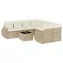 Set Divano da Giardino 9 pz con Cuscini Beige in Polyrattan