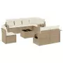 Set Divano da Giardino 9 pz con Cuscini Beige in Polyrattan