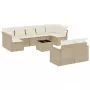 Set Divano da Giardino 10 pz con Cuscini Beige in Polyrattan