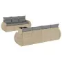 Set Divano da Giardino 8 pz con Cuscini Beige in Polyrattan