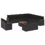 Set Divani da Giardino 14pz con Cuscini in Polyrattan Nero