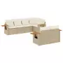 Set Divani da Giardino 7 pz con Cuscini Beige in Polyrattan