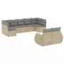 Set Divano da Giardino 9 pz con Cuscini Beige in Polyrattan