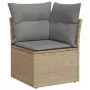 Set Divano da Giardino 9 pz con Cuscini Beige in Polyrattan