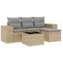 Set Divano da Giardino 5 pz con Cuscini Beige in Polyrattan