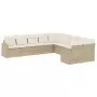 Set Divano da Giardino 10 pz con Cuscini Beige in Polyrattan