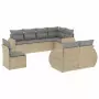 Set Divano da Giardino 8 pz con Cuscini Beige in Polyrattan