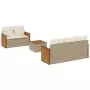 Set Divano da Giardino 6 pz con Cuscini Beige in Polyrattan