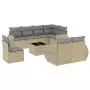 Set Divano da Giardino 9 pz con Cuscini Beige in Polyrattan