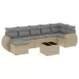 Set Divano da Giardino 8 pz con Cuscini Beige in Polyrattan