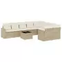 Set Divano da Giardino 10 pz con Cuscini Beige in Polyrattan