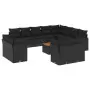 Set Divani da Giardino 13pz con Cuscini Nero in Polyrattan