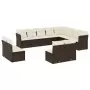 Set Divani da Giardino 12 pz con Cuscini Marrone in Polyrattan