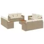 Set Divano da Giardino 13 pz con Cuscini Beige in Polyrattan