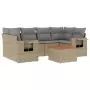 Set Divani da Giardino 7 pz con Cuscini Beige in Polyrattan