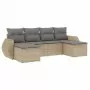 Set Divano da Giardino 6 pz con Cuscini Beige in Polyrattan