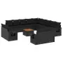 Set Divani da Giardino 14pz con Cuscini in Polyrattan Nero