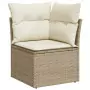 Set Divano da Giardino 4 pz con Cuscini Beige in Polyrattan