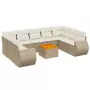 Set Divano da Giardino 10 pz con Cuscini Beige in Polyrattan