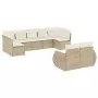 Set Divano da Giardino 9 pz con Cuscini Beige in Polyrattan