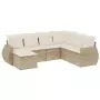 Set Divani da Giardino 7 pz con Cuscini Beige in Polyrattan