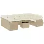 Set Divano da Giardino 10 pz con Cuscini Beige in Polyrattan