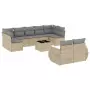 Set Divano da Giardino 10 pz con Cuscini Beige in Polyrattan