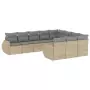 Set Divano da Giardino 10 pz con Cuscini Beige in Polyrattan