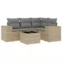 Set Divano da Giardino 5 pz con Cuscini Beige in Polyrattan