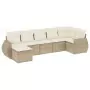 Set Divani da Giardino 7 pz con Cuscini Beige in Polyrattan