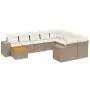 Set Divani da Giardino 11 pz con Cuscini Beige in Polyrattan