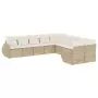 Set Divano da Giardino 10 pz con Cuscini Beige in Polyrattan